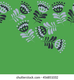 Seamless  horizontal   pattern of floral motif, doodles, flowers, leaves,branches, spot, hole,  object, copy space . Hand drawn.