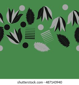 Seamless  horizontal  pattern of  floral motif, halftone.