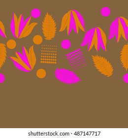 Seamless  horizontal  pattern of  floral motif, halftone.