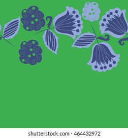  Seamless horizontal pattern of floral motifs, doodles,  object,leaves, flowers, spirals, stripes,ellipses, bell, spot. Hand drawn.