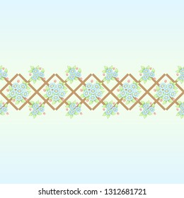 Seamless horizontal pattern with flowers for frame