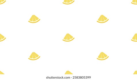 Seamless horizontal pattern with fresh lemon fruit. Vector lemon slices citrus repeat pattern for decoration and print. Citrus repetition pattern