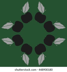 Seamless horizontal pattern of fruits, doodles,  object, apples, leaves, copy space. Hand drawn.