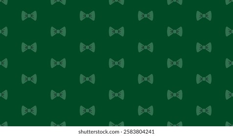 Seamless horizontal pattern with green bow tie. Vector St. Patrick's Day repeat pattern for decoration and print. Holiday elegance repetition pattern