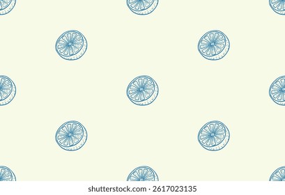 Seamless horizontal pattern with hand-drawn citrus orange engraving. This vintage-style vector repeat is perfect for summer decorations, fruit-themed packaging, kitchen designs