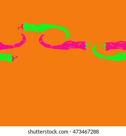 Seamless  horizontal pattern with hot peppers,hole, harvest, object, vegetables, copy space . Hand drawn.