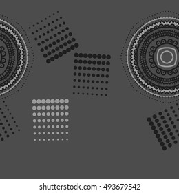 Seamless  horizontal pattern  of oriental composition, halftone.