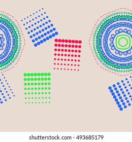 Seamless  horizontal pattern  of oriental composition, halftone.