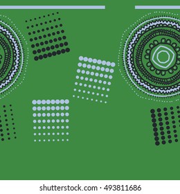 Seamless  horizontal pattern  of oriental composition, halftone.