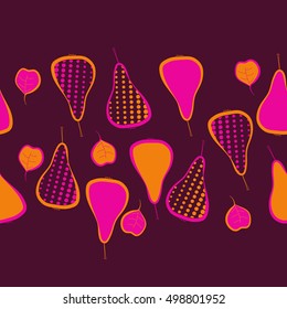 Seamless  horizontal pattern with pears motif,halftone.
