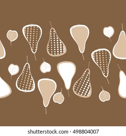 Seamless  horizontal pattern with pears motif,halftone.