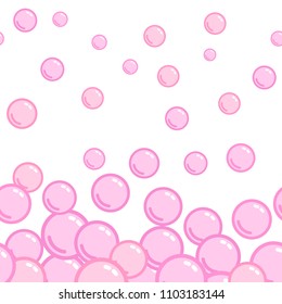 Seamless horizontal pattern with soap bubbles, seamless footer, naive and simple background, blue blob wallpaper
