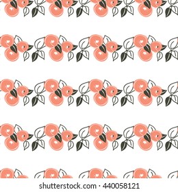 seamless horizontal pattern with stylization branches of peach. Vector illustration for textile - pillow, t-shirts, towels, cushions, covers, print designs, wallpapers, banners, packaging