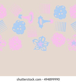 Seamless   horizontal  pattern of  stylized floral motif,halftone.