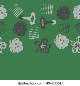Seamless   horizontal  pattern of  stylized floral motif,halftone.