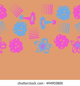 Seamless   horizontal  pattern of  stylized floral motif,halftone.