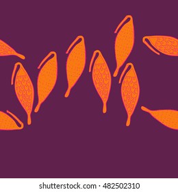 Seamless   horizontal  pattern of  stylized    fruits . Hand drawn.