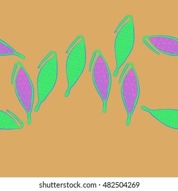 Seamless   horizontal  pattern of  stylized    fruits . Hand drawn.