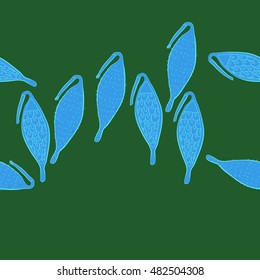 Seamless   horizontal  pattern of  stylized    fruits . Hand drawn.