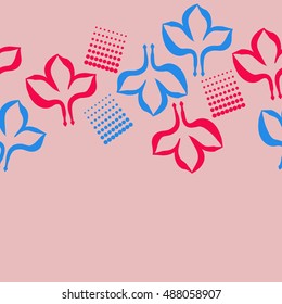 Seamless horizontal pattern of stylized gothic lily, halftone. 