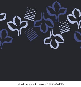 Seamless horizontal pattern of stylized gothic lily, halftone.