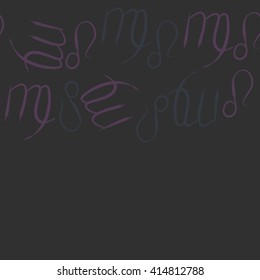 Seamless horizontal pattern of zodiac signs, doodles, object,virgo,lions,  copy space. Hand drawn.
