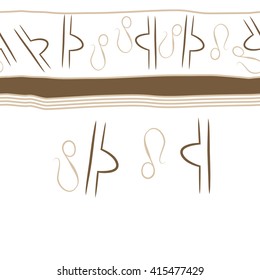 Seamless horizontal pattern of zodiac signs, doodles, object,libra,lions,stripes, copy space. Hand drawn.