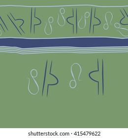 Seamless horizontal pattern of zodiac signs, doodles, object,libra,lions,stripes, copy space. Hand drawn.