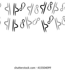 Seamless horizontal pattern of zodiac signs, doodles, object,libra,lions, copy space. Hand drawn.