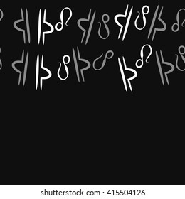 Seamless horizontal pattern of zodiac signs, doodles, object,libra,lions, copy space. Hand drawn.