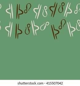 Seamless horizontal pattern of zodiac signs, doodles, object,libra,lions, copy space. Hand drawn.