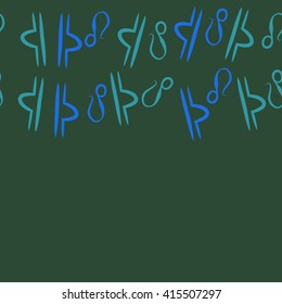 Seamless horizontal pattern of zodiac signs, doodles, object,libra,lions, copy space. Hand drawn.