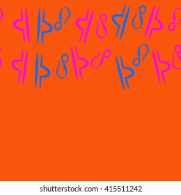 Seamless horizontal pattern of zodiac signs, doodles, object,libra,lions, copy space. Hand drawn.