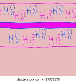 Seamless horizontal pattern of zodiac signs, doodles, object,pisces,lions, stripes, copy space. Hand drawn.