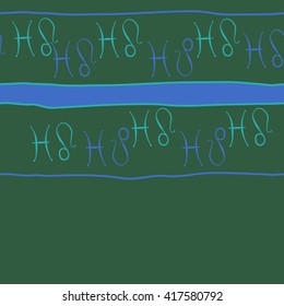 Seamless horizontal pattern of zodiac signs, doodles, object,pisces,lions, stripes, copy space. Hand drawn.