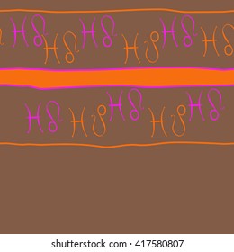 Seamless horizontal pattern of zodiac signs, doodles, object,pisces,lions, stripes, copy space. Hand drawn.