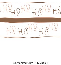 Seamless horizontal pattern of zodiac signs, doodles, object,pisces,lions, stripes, copy space. Hand drawn.