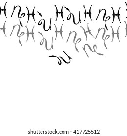 Seamless  horizontal pattern of zodiac signs, doodles, object,pisces,capricorn, copy space. Hand drawn.
