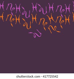 Seamless  horizontal pattern of zodiac signs, doodles, object,pisces,capricorn, copy space. Hand drawn.