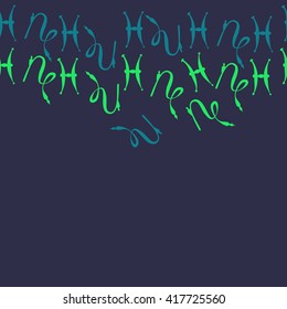 Seamless  horizontal pattern of zodiac signs, doodles, object,pisces,capricorn, copy space. Hand drawn.