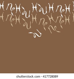 Seamless  horizontal pattern of zodiac signs, doodles, object,pisces,capricorn, copy space. Hand drawn.