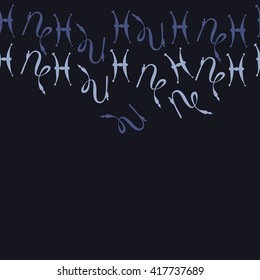 Seamless  horizontal pattern of zodiac signs, doodles, object,pisces,capricorn, copy space. Hand drawn.