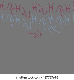 Seamless  horizontal pattern of zodiac signs, doodles, object,pisces,capricorn, copy space. Hand drawn.