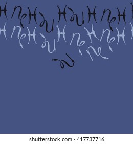 Seamless  horizontal pattern of zodiac signs, doodles, object,pisces,capricorn, copy space. Hand drawn.