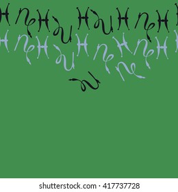 Seamless  horizontal pattern of zodiac signs, doodles, object,pisces,capricorn, copy space. Hand drawn.