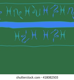 Seamless  horizontal pattern of zodiac signs, doodles, object,pisces,capricorn, stripes, copy space. Hand drawn.