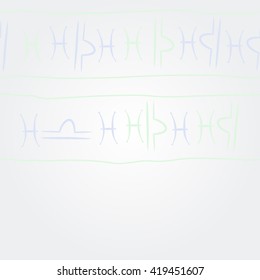 Seamless horizontal pattern of zodiac signs, doodles, object,pisces,libra, copy space. Hand drawn.