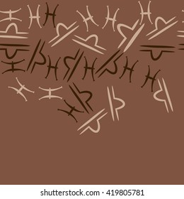 Seamless  horizontal pattern of zodiac signs, doodles, object,pisces,libra, copy space. Hand drawn.