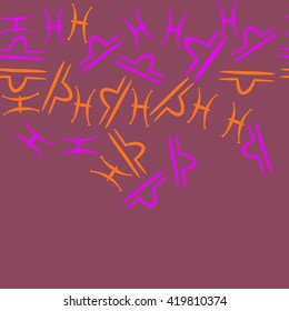 Seamless  horizontal pattern of zodiac signs, doodles, object,pisces,libra, copy space. Hand drawn.