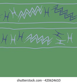 Seamless horizontal pattern  of zodiac signs, doodles, object,pisces,aquarius, stripes,  copy space. Hand drawn.